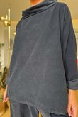 Made in Italy Cooper Needlecord Boat Cowl Neck Top Black